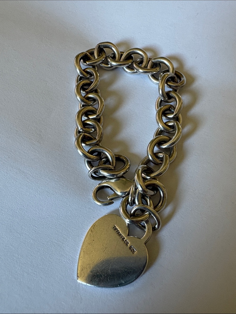 Tiffany & Co. Sterling Silver Heart Charm Necklace with Lobster Clasp